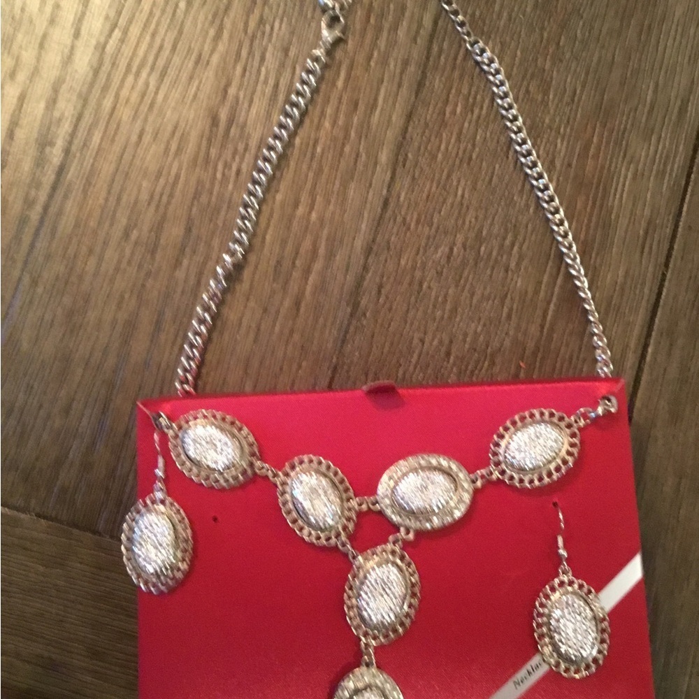 Vintage Chic Silver Necklace and Earring Set - Picture 4 of 4